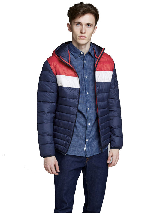 jack&jones giubbino tricolore modinbottito in piuma sintetica mod bomb