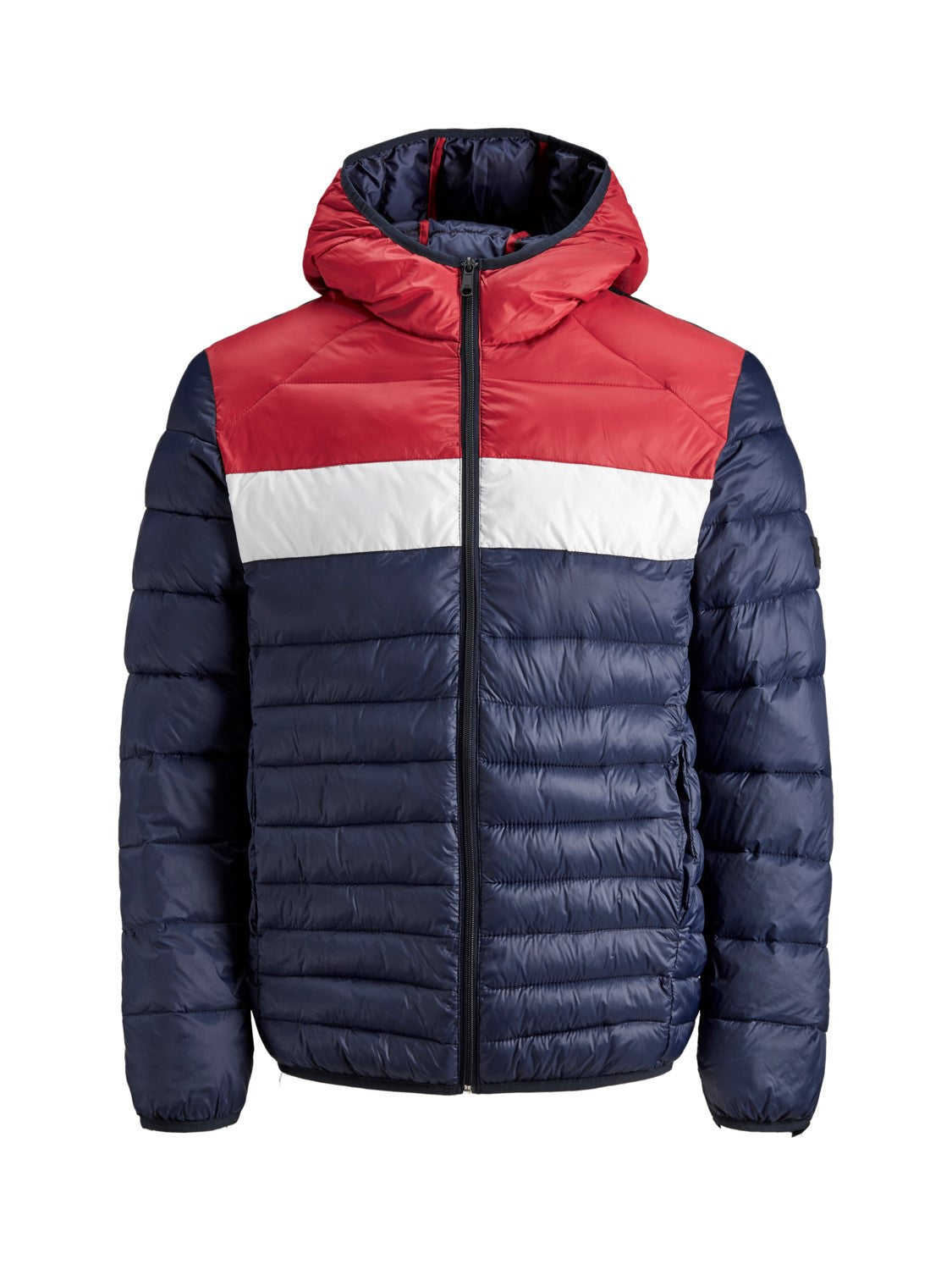 jack&jones giubbino tricolore modinbottito in piuma sintetica mod bomb