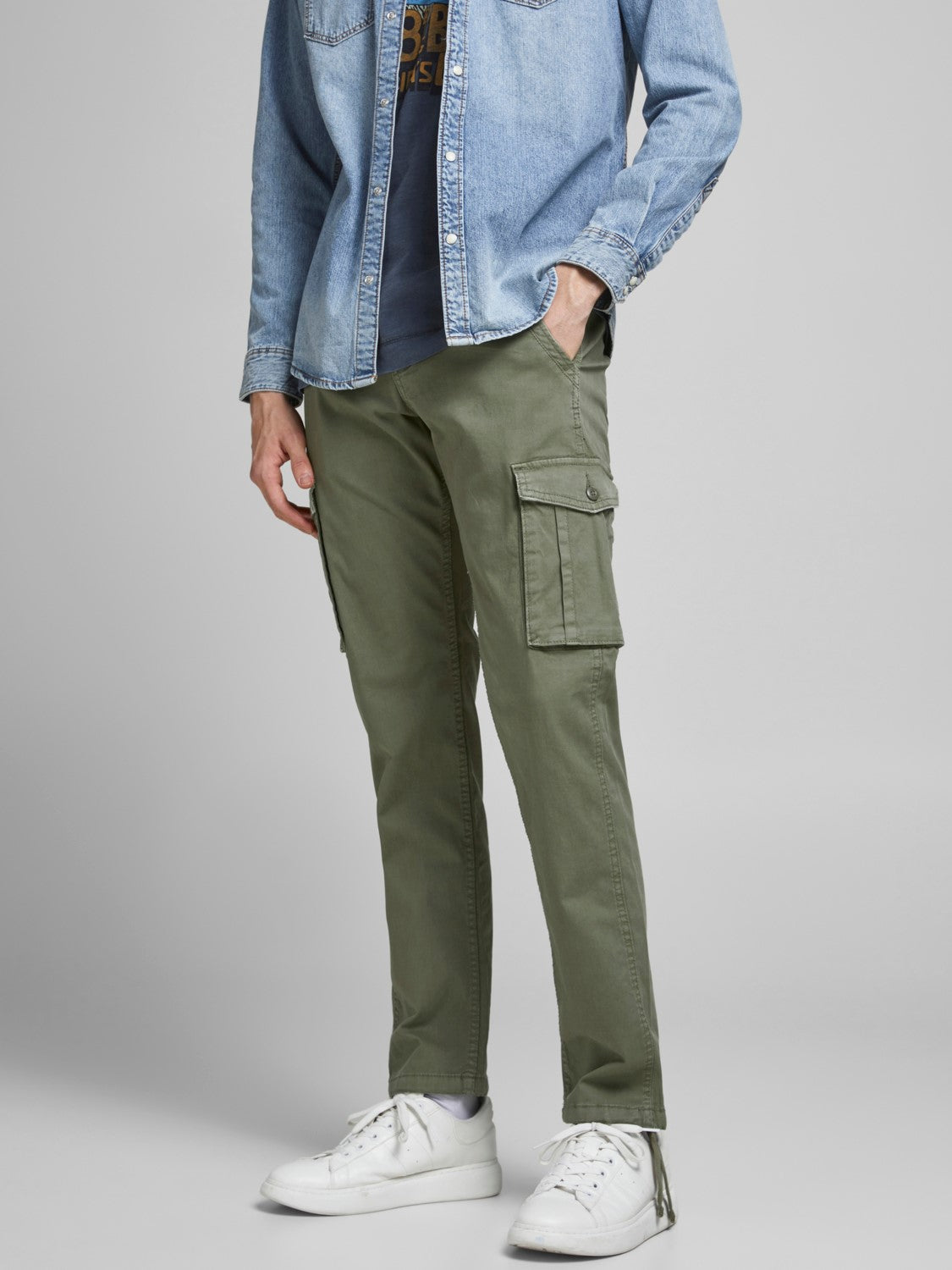JACKE & JONES PANTALONE  cargo ama dusty olive