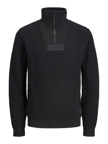 Jack&Jone maglione mezzi zip cowaffle knit high neck