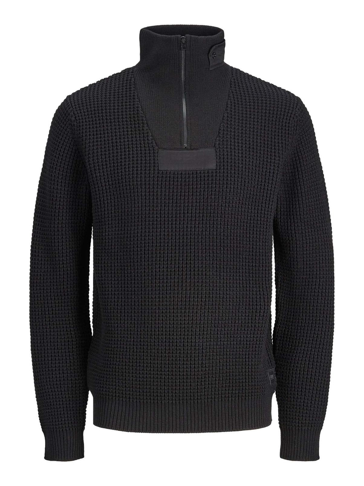 Jack&Jone maglione mezzi zip cowaffle knit high neck