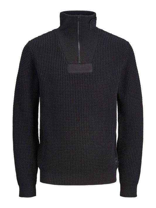 Jack&Jone maglione mezzi zip cowaffle knit high neck