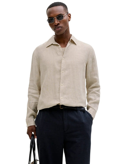 Jack&Jones camicia manica lunga in lino mod norrebro knit washed crew neck