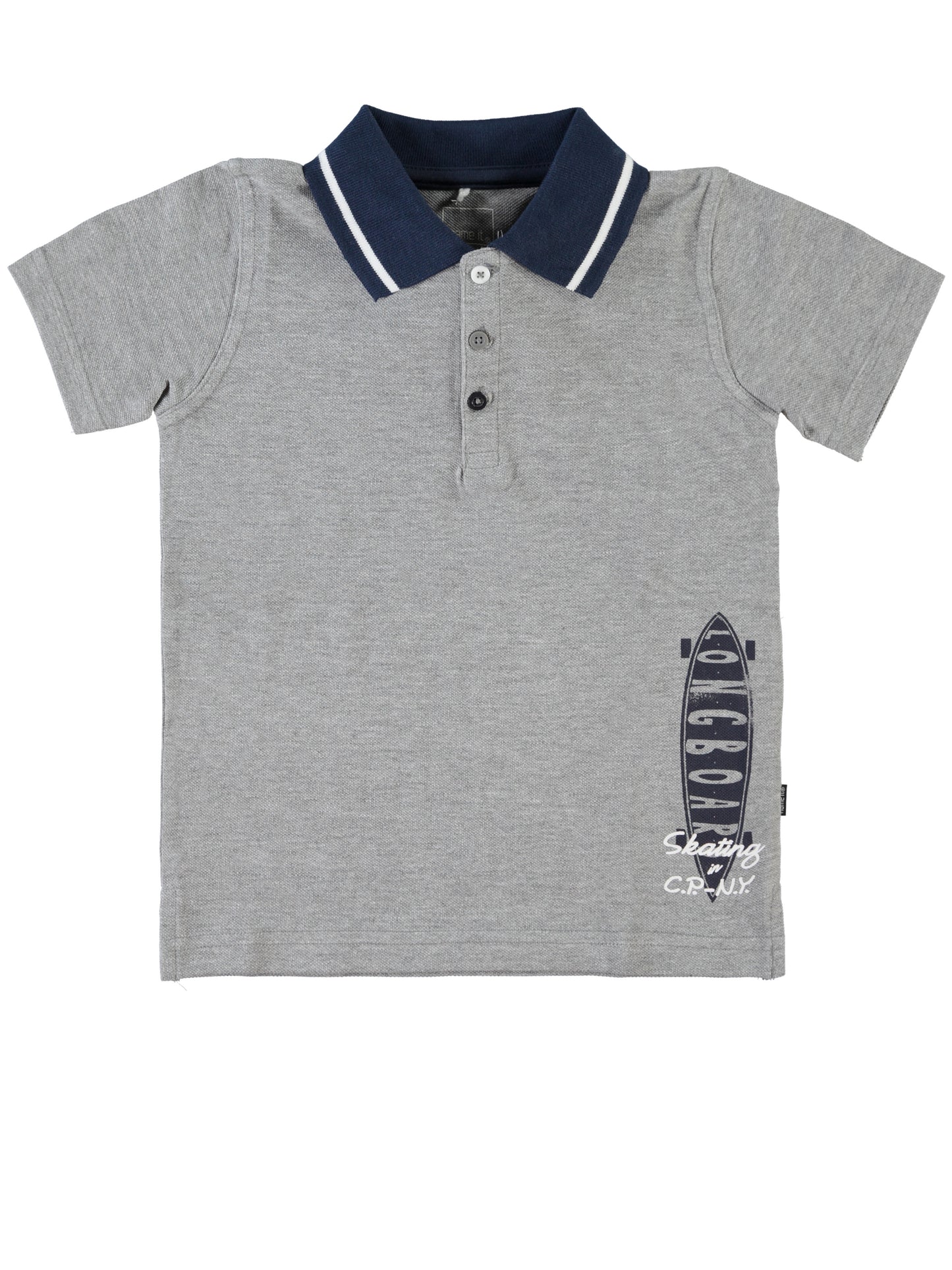 Polo bambino manica corta colletto in contrasto e stampa Name it
