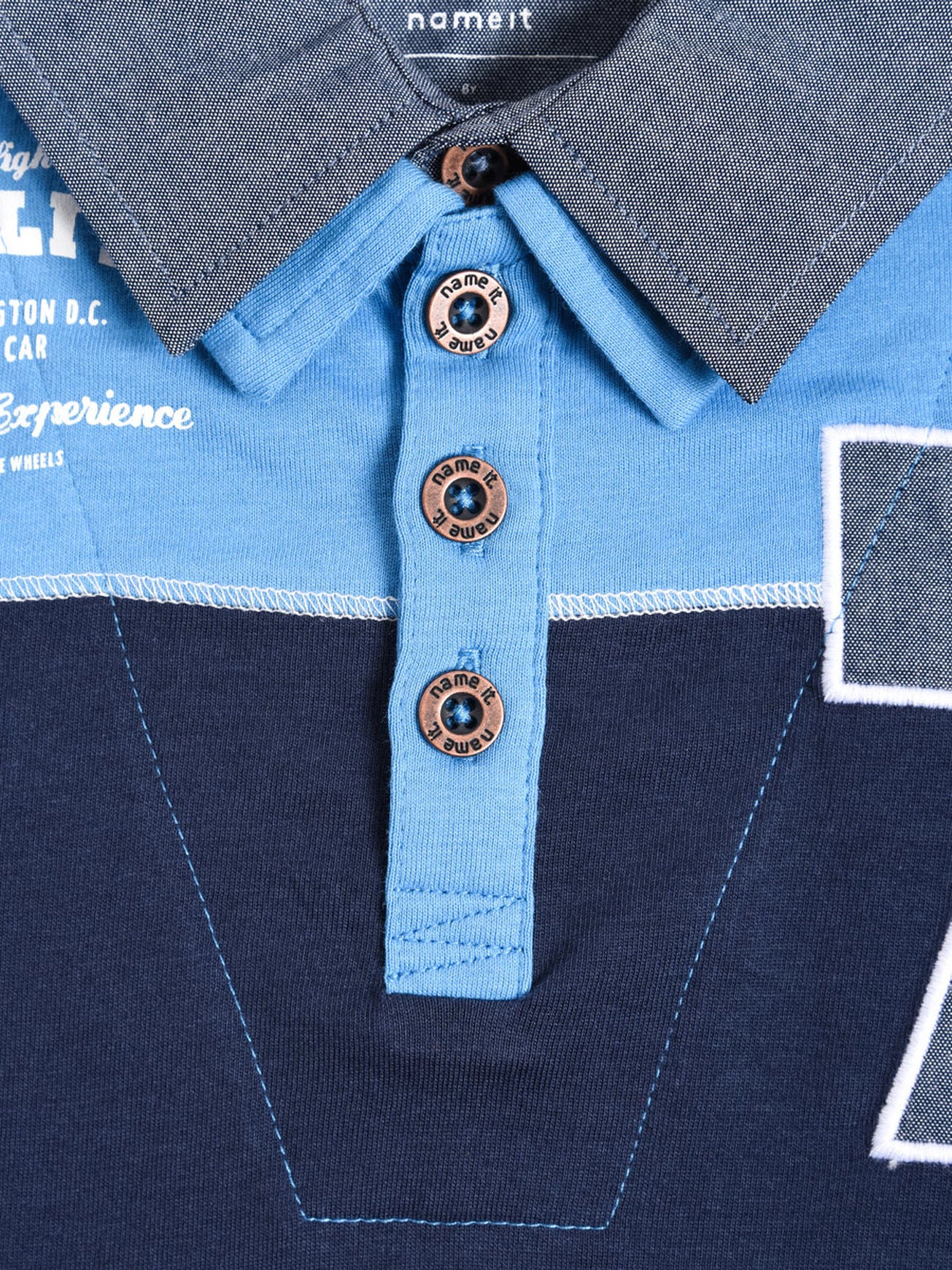 Name it polo cotone elasticizzato doppio colletto inserto jeans  bambino mod. Nitlars Lars