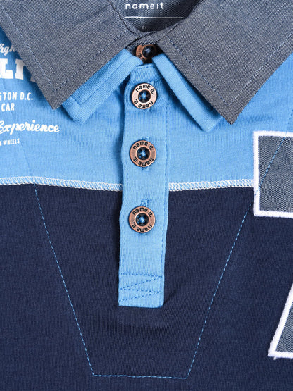 Name it polo cotone elasticizzato doppio colletto inserto jeans  bambino mod. Nitlars Lars