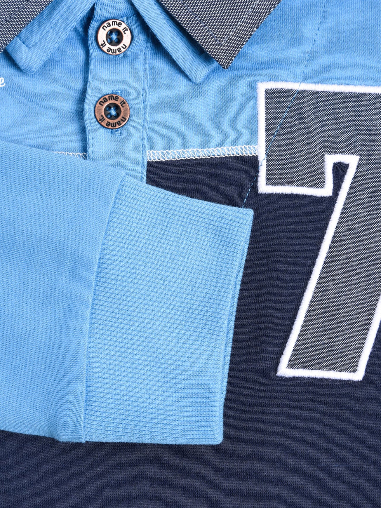 Name it polo cotone elasticizzato doppio colletto inserto jeans  bambino mod. Nitlars Lars