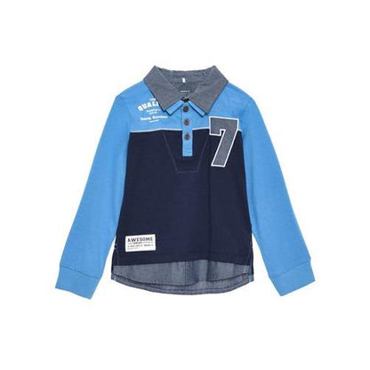 Name it polo cotone elasticizzato doppio colletto inserto jeans  bambino mod. Nitlars Lars