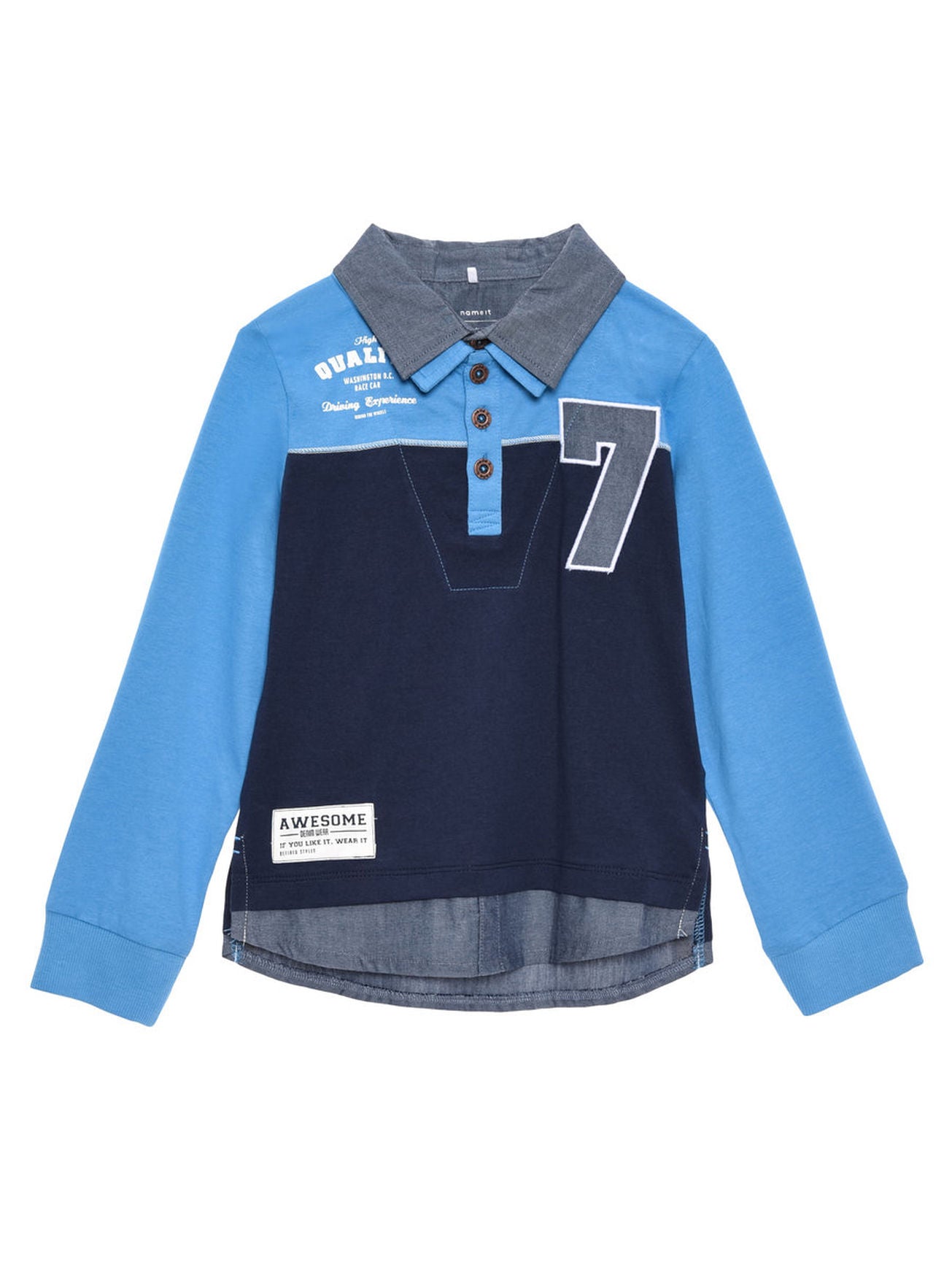 Name it polo cotone elasticizzato doppio colletto inserto jeans  bambino mod. Nitlars Lars