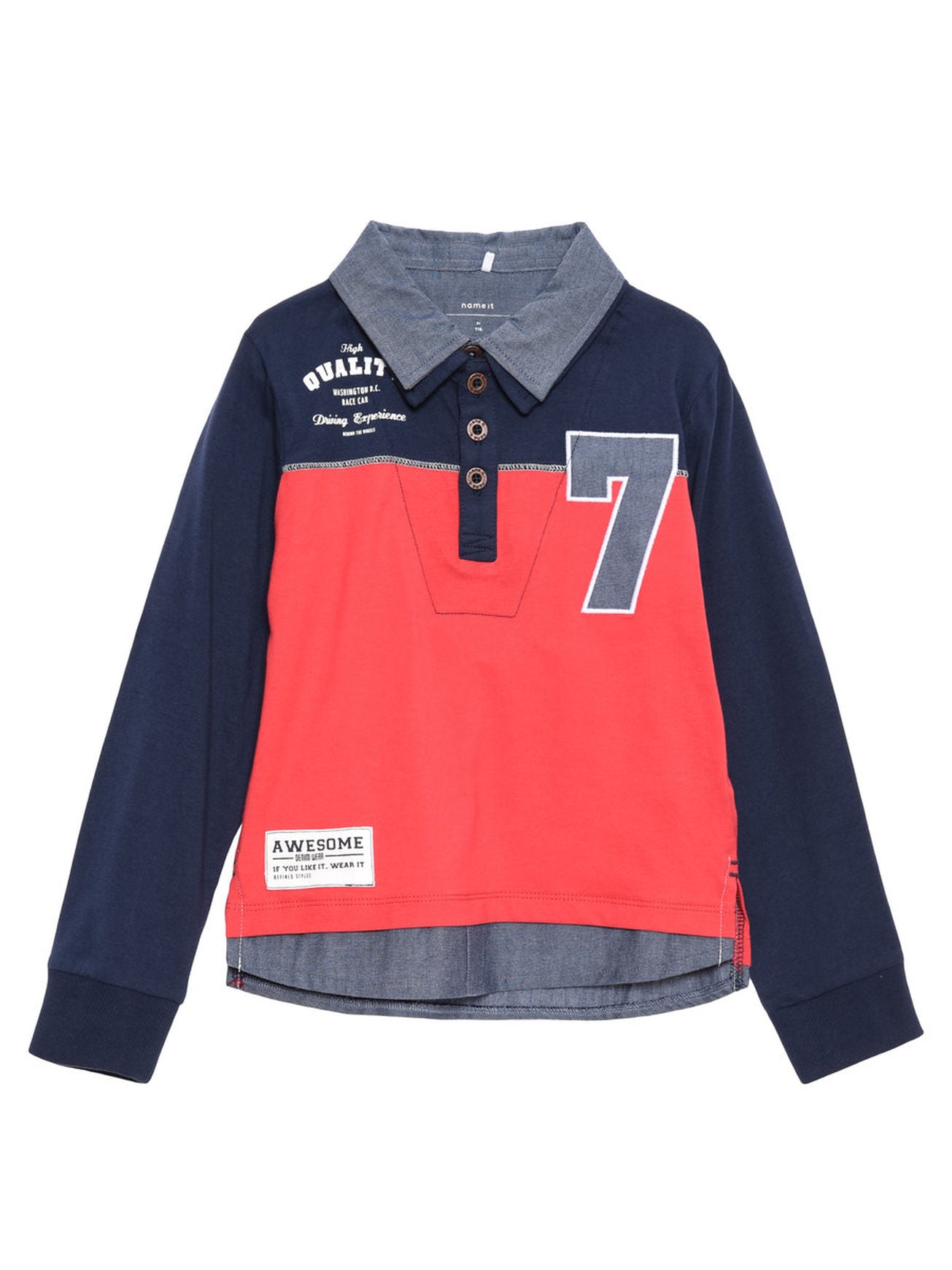 Name it polo cotone elasticizzato doppio colletto inserto jeans  bambino mod. Nitlars Lars