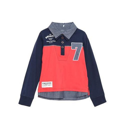 Name it polo cotone elasticizzato doppio colletto inserto jeans  bambino mod. Nitlars Lars
