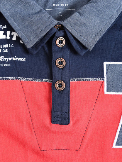 Name it polo cotone elasticizzato doppio colletto inserto jeans  bambino mod. Nitlars Lars