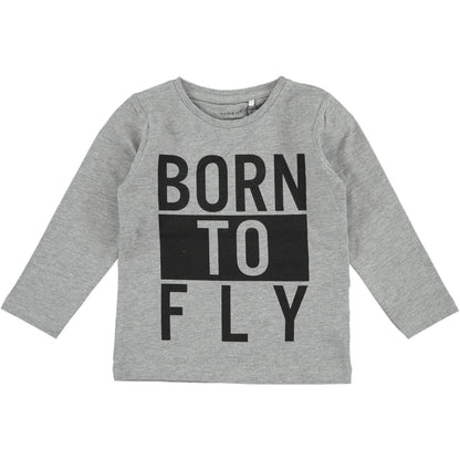 Name it t-shirt manica lunga b.na elasticizzata con scritta sul davanti modello nmmgiflo