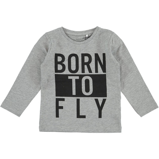Name it t-shirt manica lunga b.na elasticizzata con scritta sul davanti modello nmmgiflo