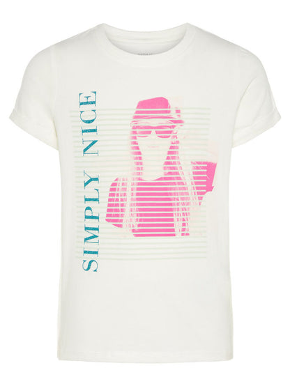 name it t-shirt giro collo b.na con stampa mod. sandy