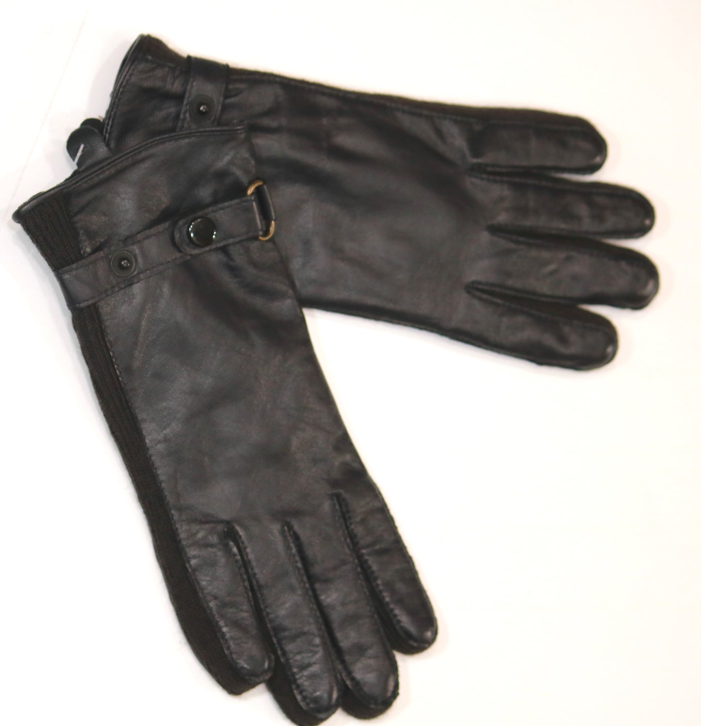 Guanti in pelle con inserto laterale in lana mod. Leaother Only