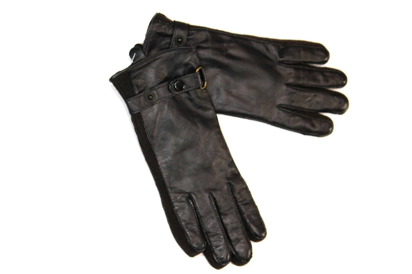 Guanti in pelle con inserto laterale in lana mod. Leaother Only