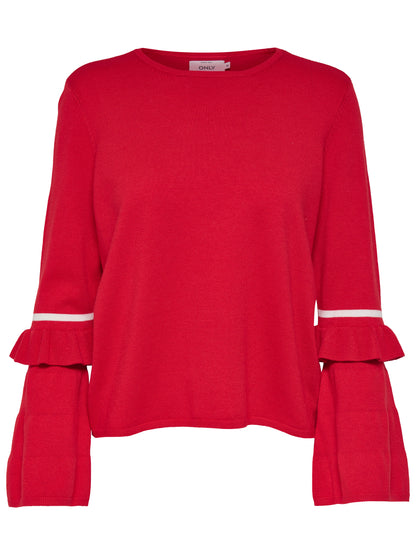 Only Maglia giro collo con motivo alle maniche modello Ellen