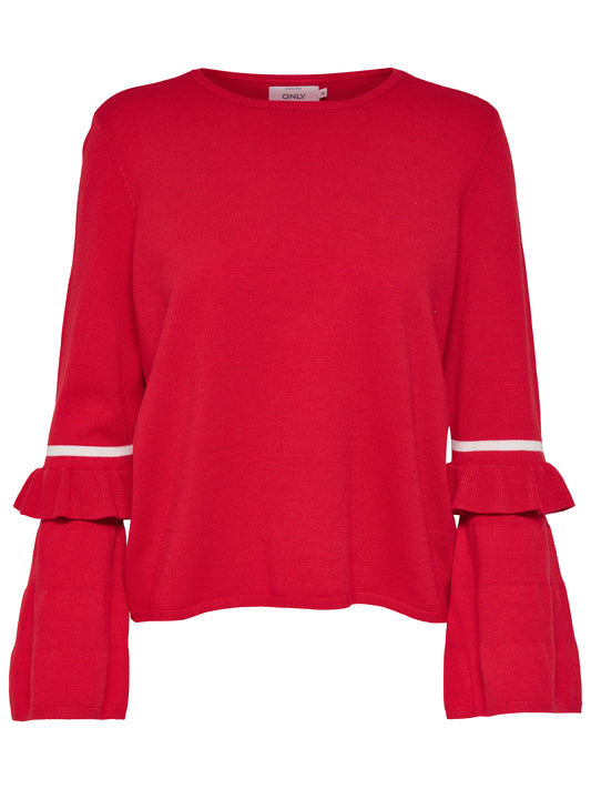 Only Maglia giro collo con motivo alle maniche modello Ellen