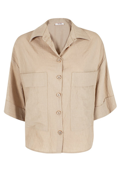 Yes-Zee camicia donna manica corta in lino