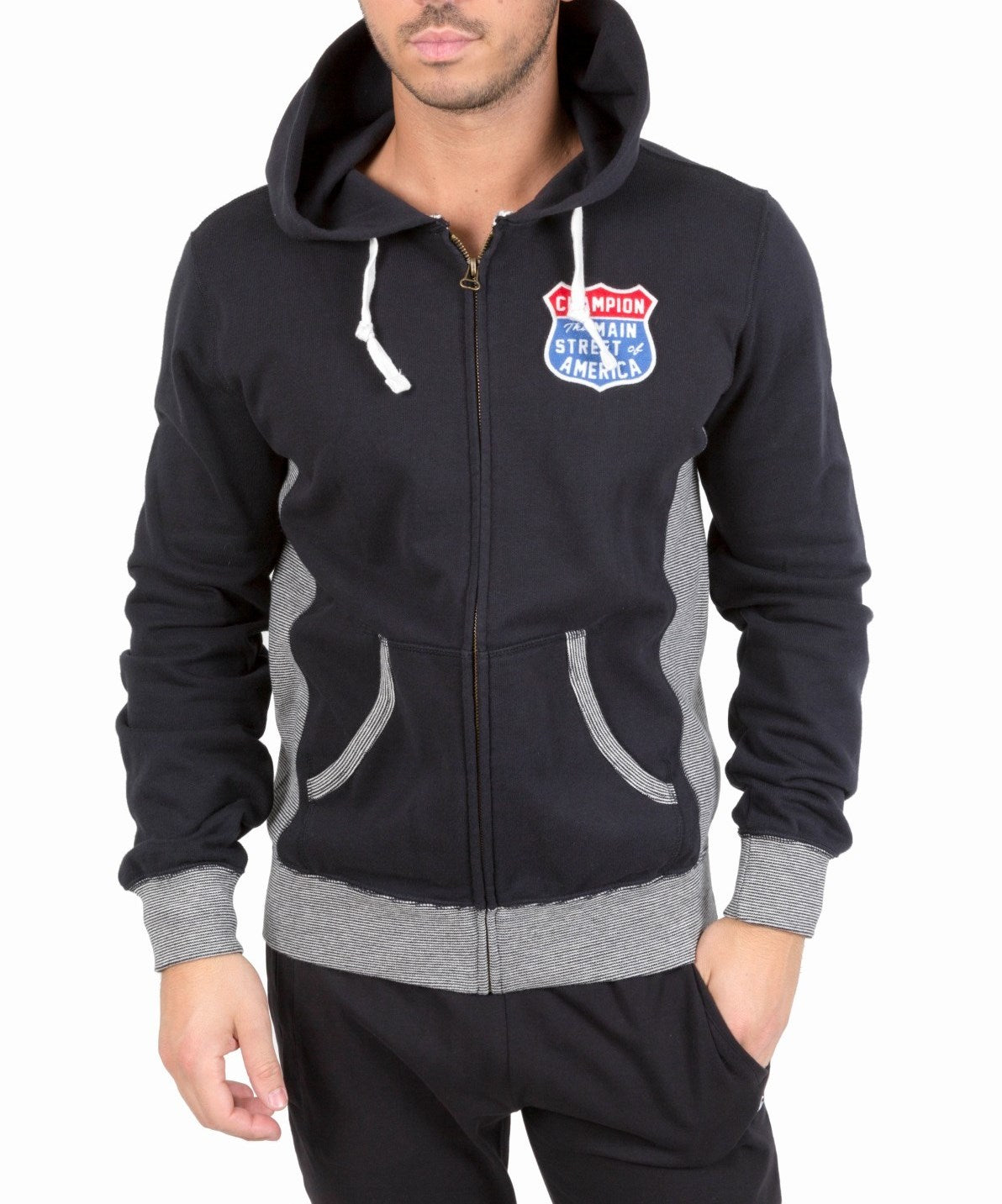 Chiampion felpa zip lunga cappuccio
