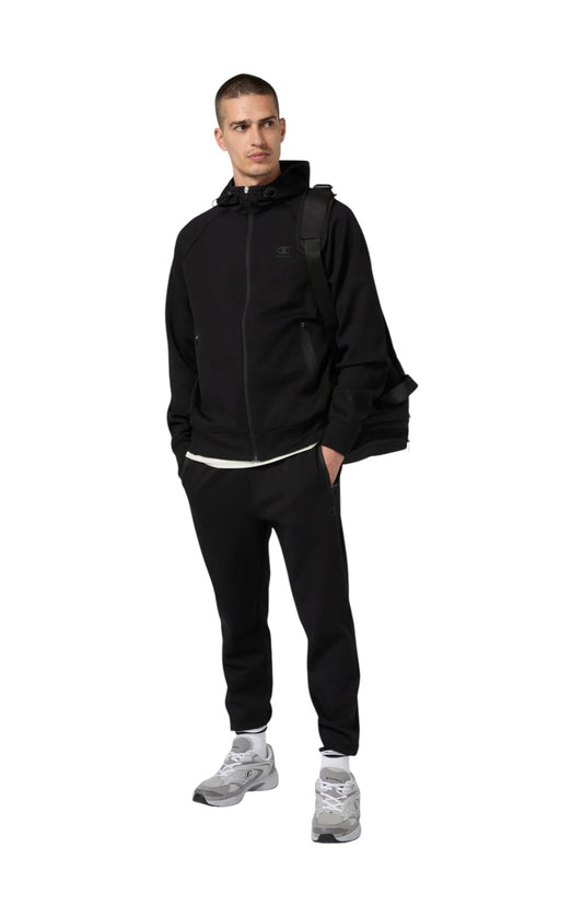 Champion Felpa Da Uomo Stretch Con Cappuccio E Zip Intera C-Tech Nero