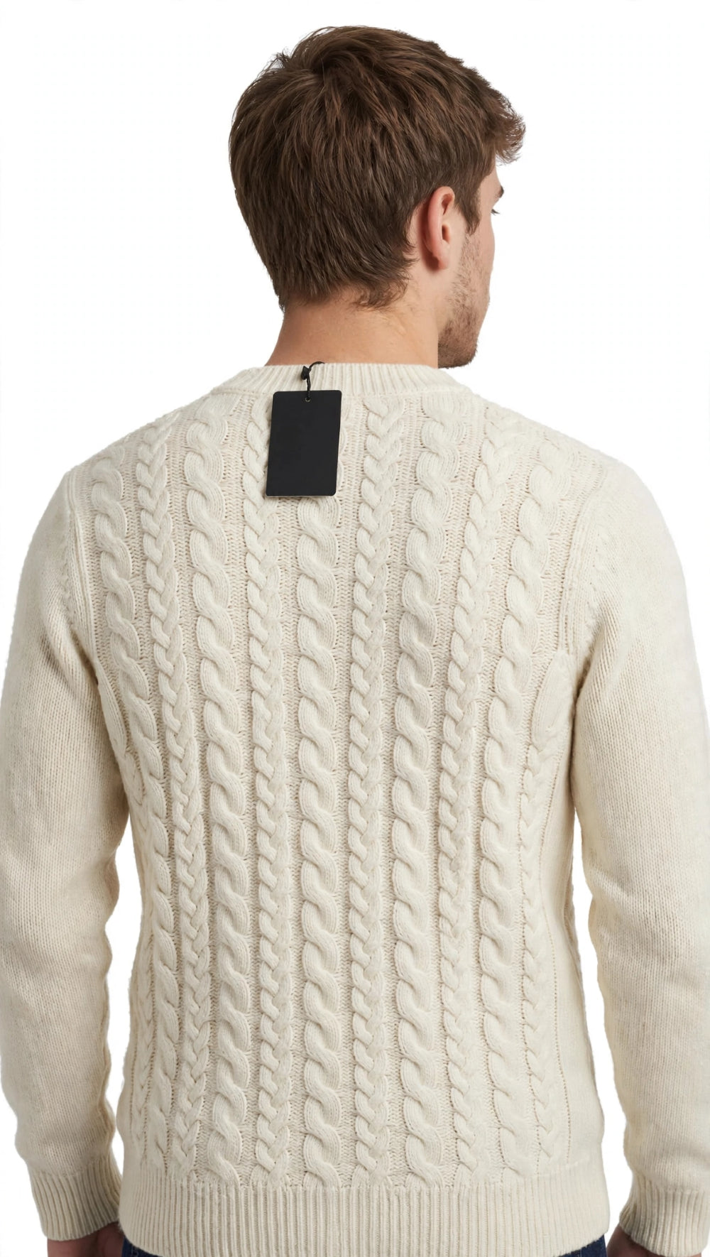 Maglia in lana giro collo con treccie "LANEROSSI"