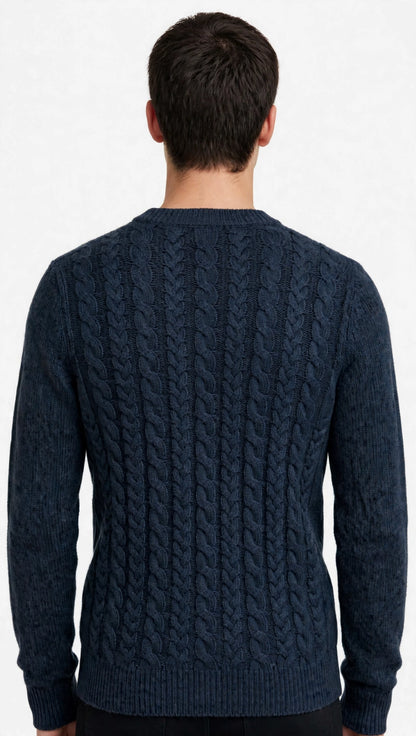 Maglia in lana giro collo con treccie "LANEROSSI"