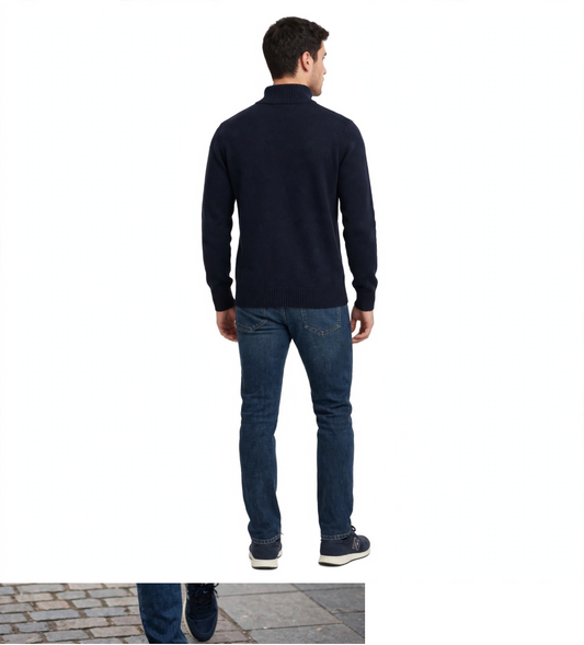 Maglione lana mezza zip Rodes