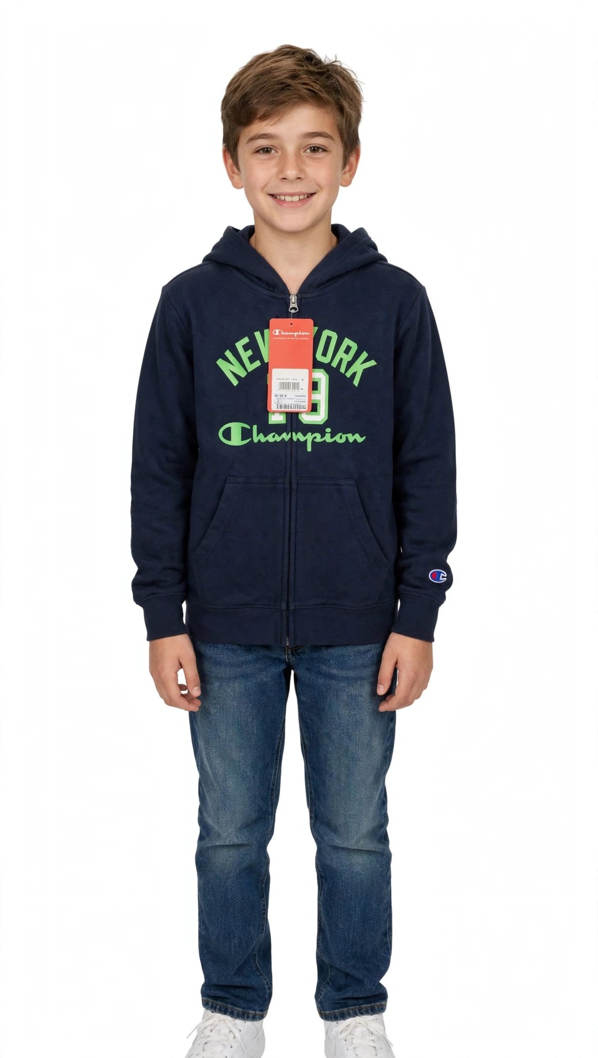 Chiampion felpa zip lunga cappuccio