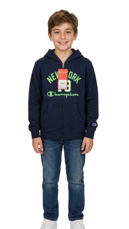 Chiampion felpa zip lunga cappuccio