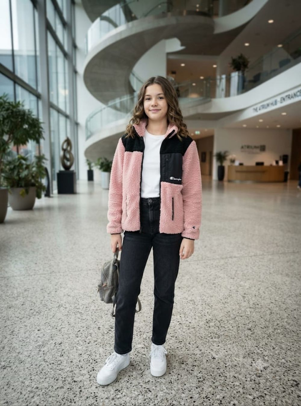 Champion felpa zip lungo in pile Junior