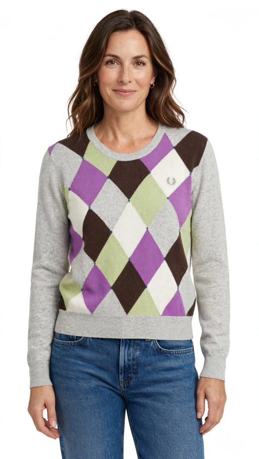 Freddy Perry maglia scollo a V cin lana merinos ROMBO