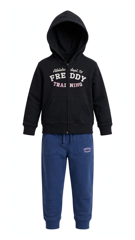 Freddy tuta zip lunga in cotone felpato  con pantalone con polsino