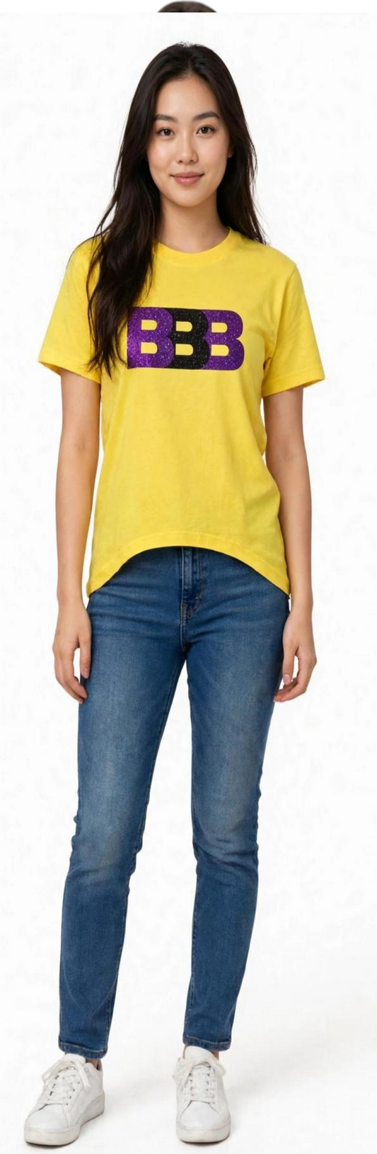 3bb t-shirt mezza manica donna con scritta clitterata