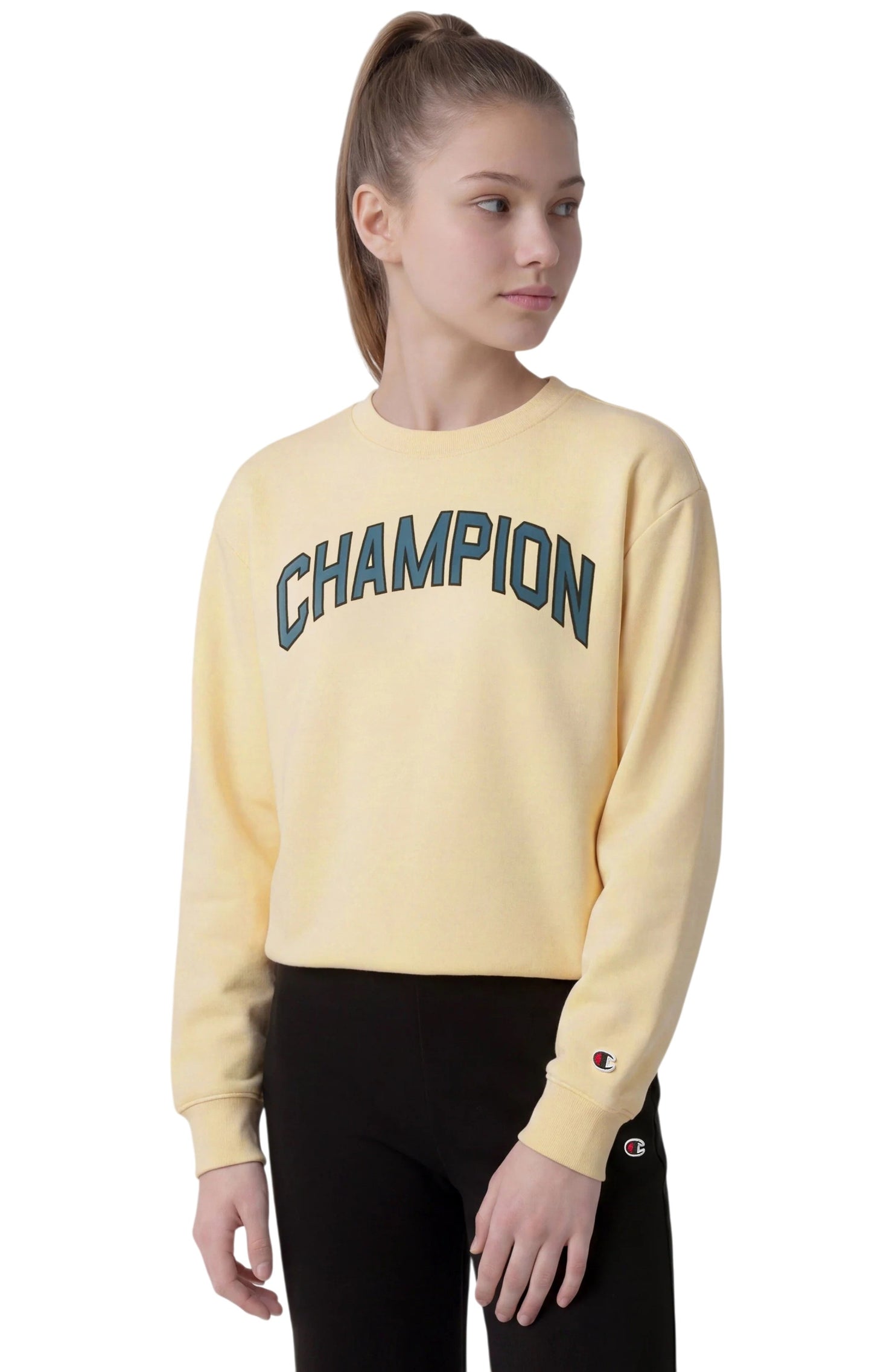 Champion tuta giro collo panna/nero bambina