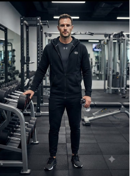 Under Armour felpa zip lunga cappuccio in cotone felpato