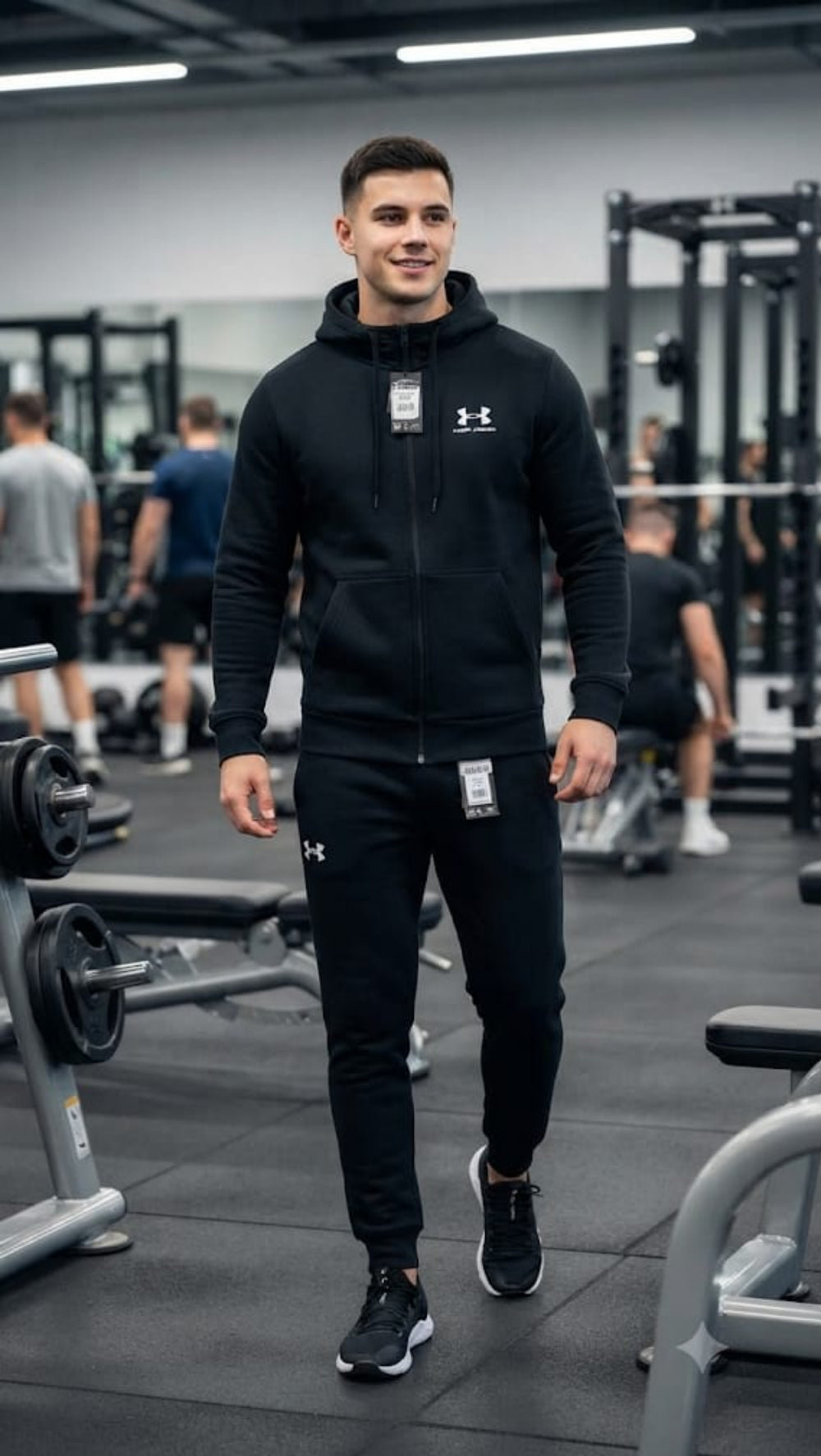 under Armour felpa zip lunga cappuccio in felpa