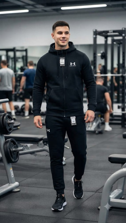 under Armour felpa zip lunga cappuccio in felpa