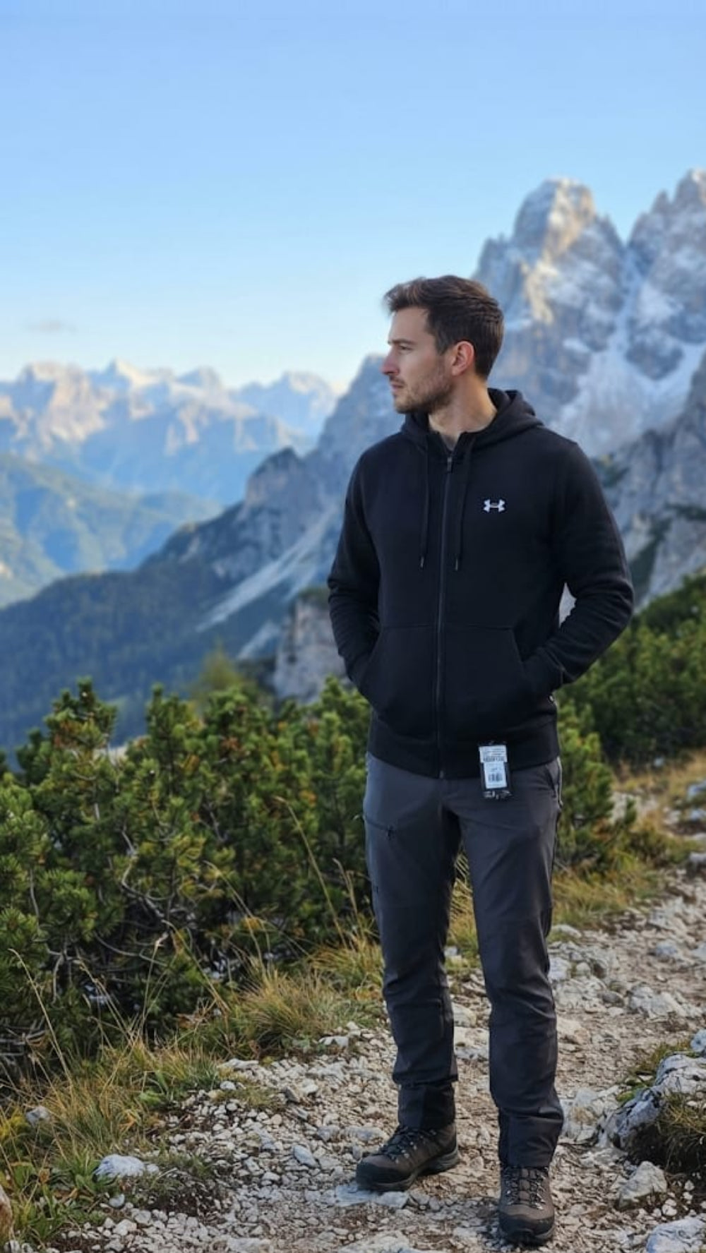 under Armour felpa zip lunga cappuccio in felpa