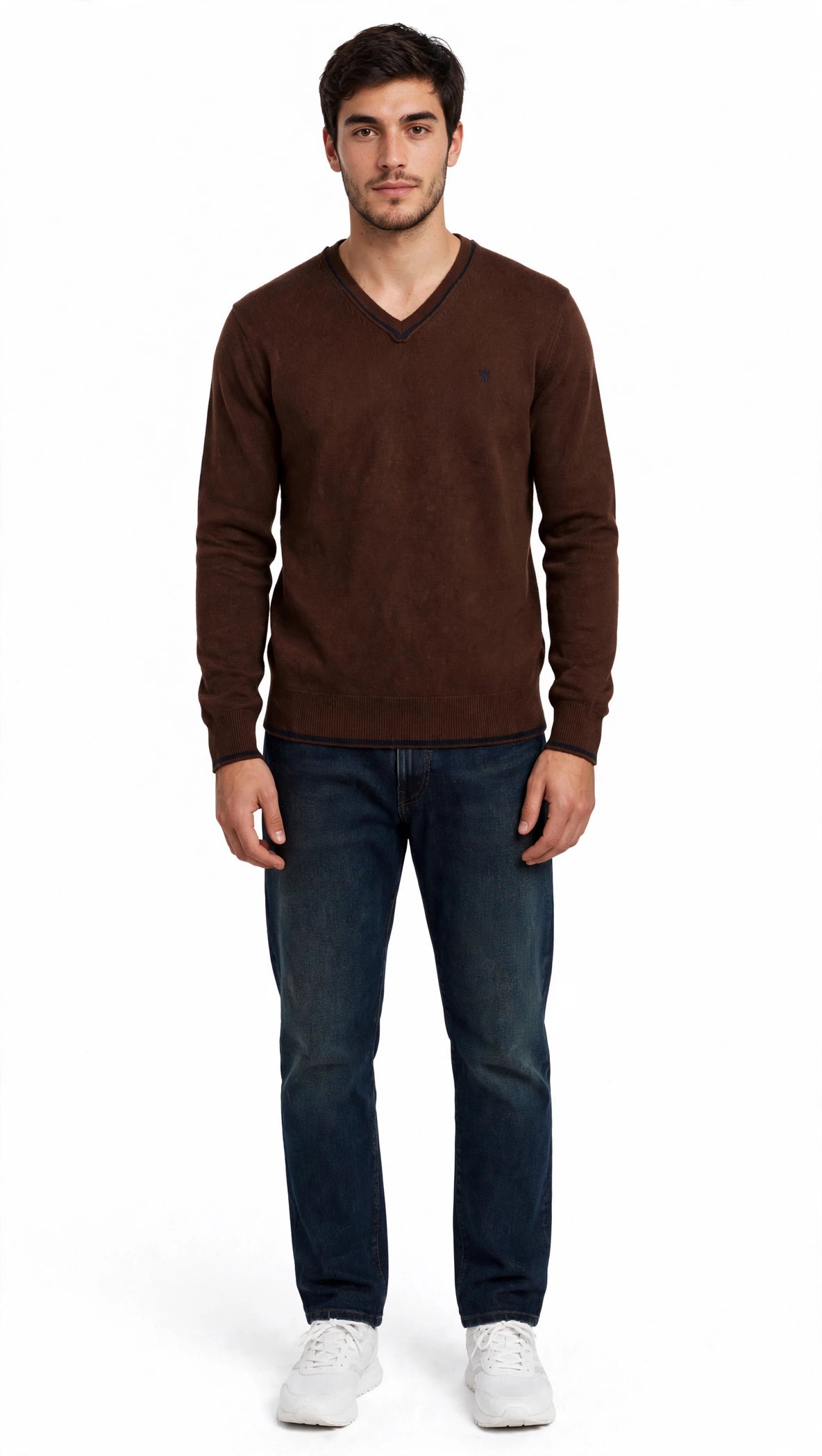 Jaggy maglia collo a V misto cachemire