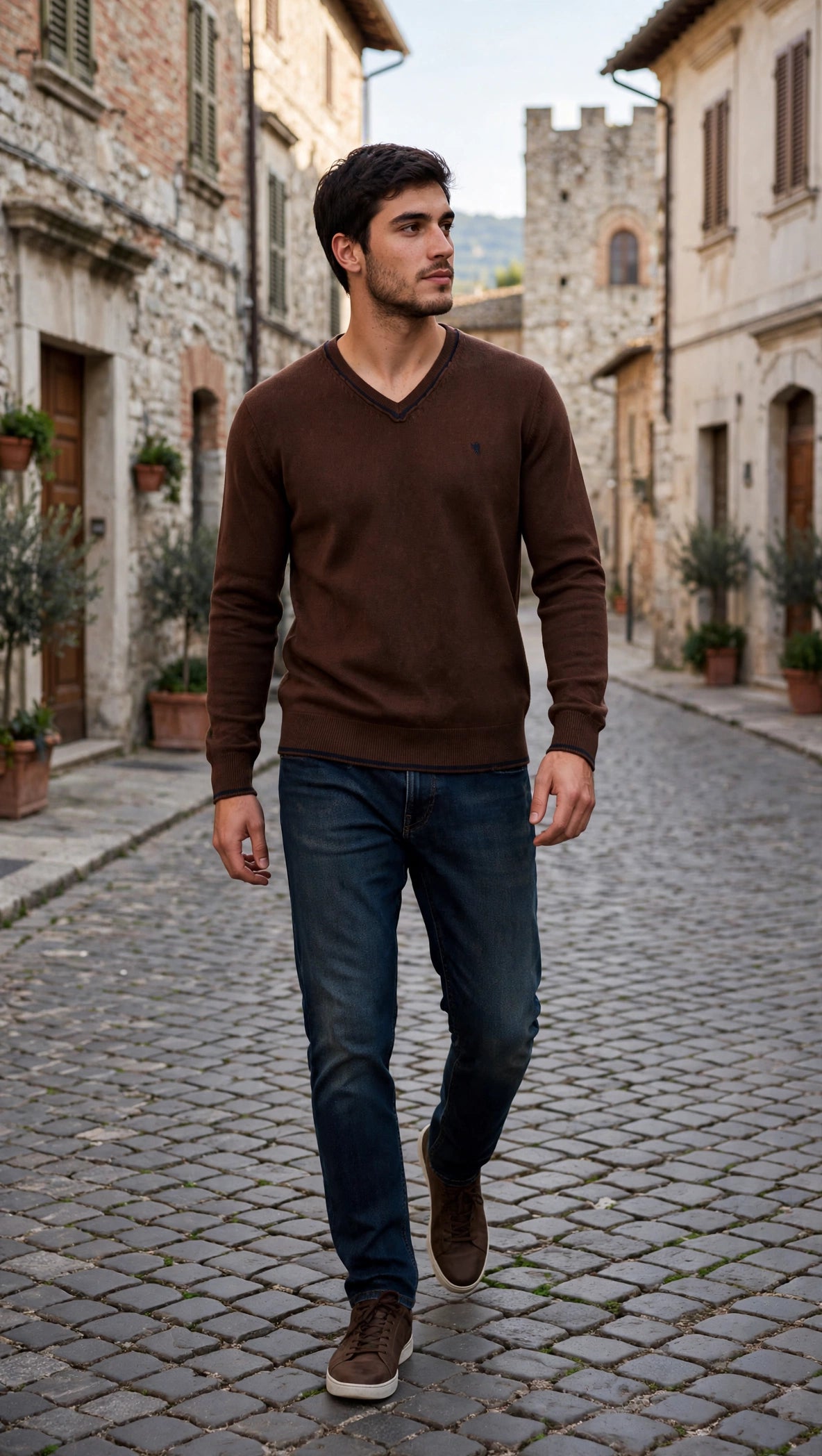 Jaggy maglia collo a V misto cachemire
