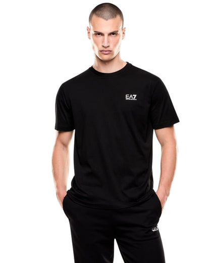 EA7 T-shirt Logo Series in jersey di cotone con scritta dietro bianca.