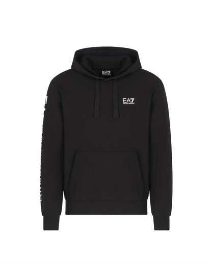 EA7 felpa cappucco con scritta sul braccio destro