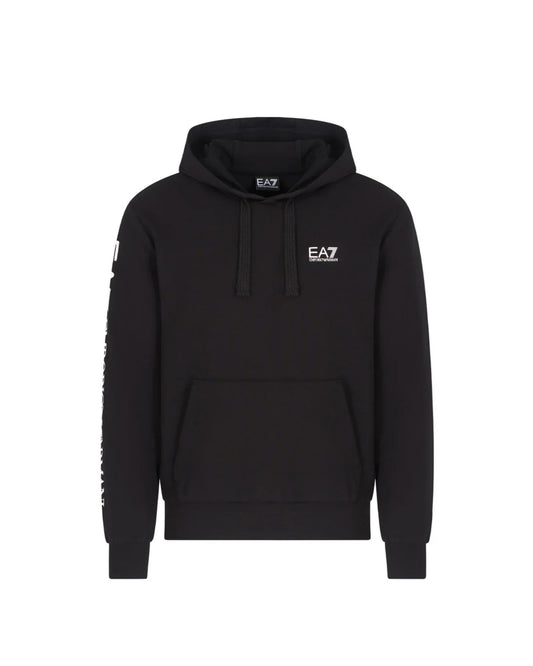 EA7 felpa cappucco con scritta sul braccio destro