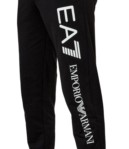 EA7 pantalone felpa con polsino e scritta sulla gamba sx