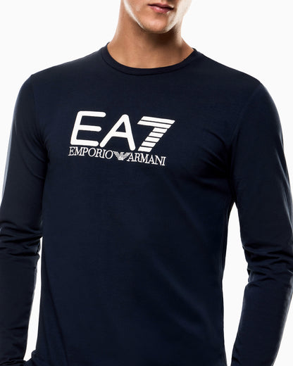 EA7  T-shirt a maniche lunghe Visibility in jersey stretch di cotone