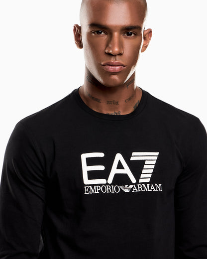 EA7  T-shirt a maniche lunghe Visibility in jersey stretch di cotone
