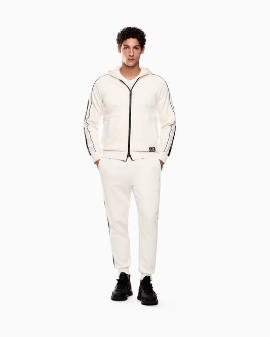EA7 Felpa con cappuccio e zip Logo Series in misto cotone