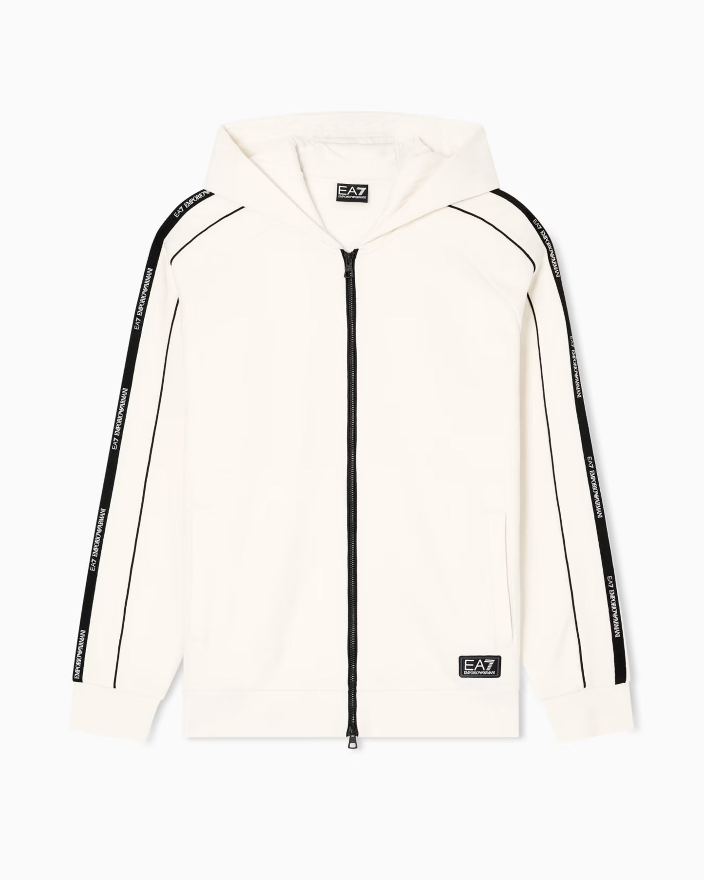 EA7 Felpa con cappuccio e zip Logo Series in misto cotone
